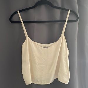 Reformation 100% silk cream colored cropped tank
